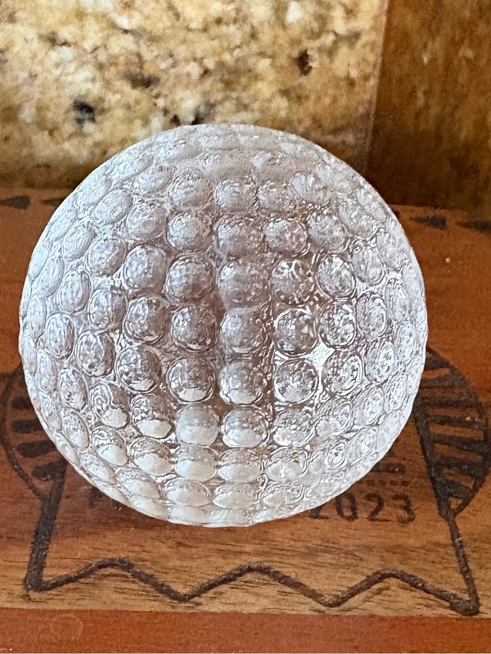 Vintage Textured Lead Crystal Ball Paperweight